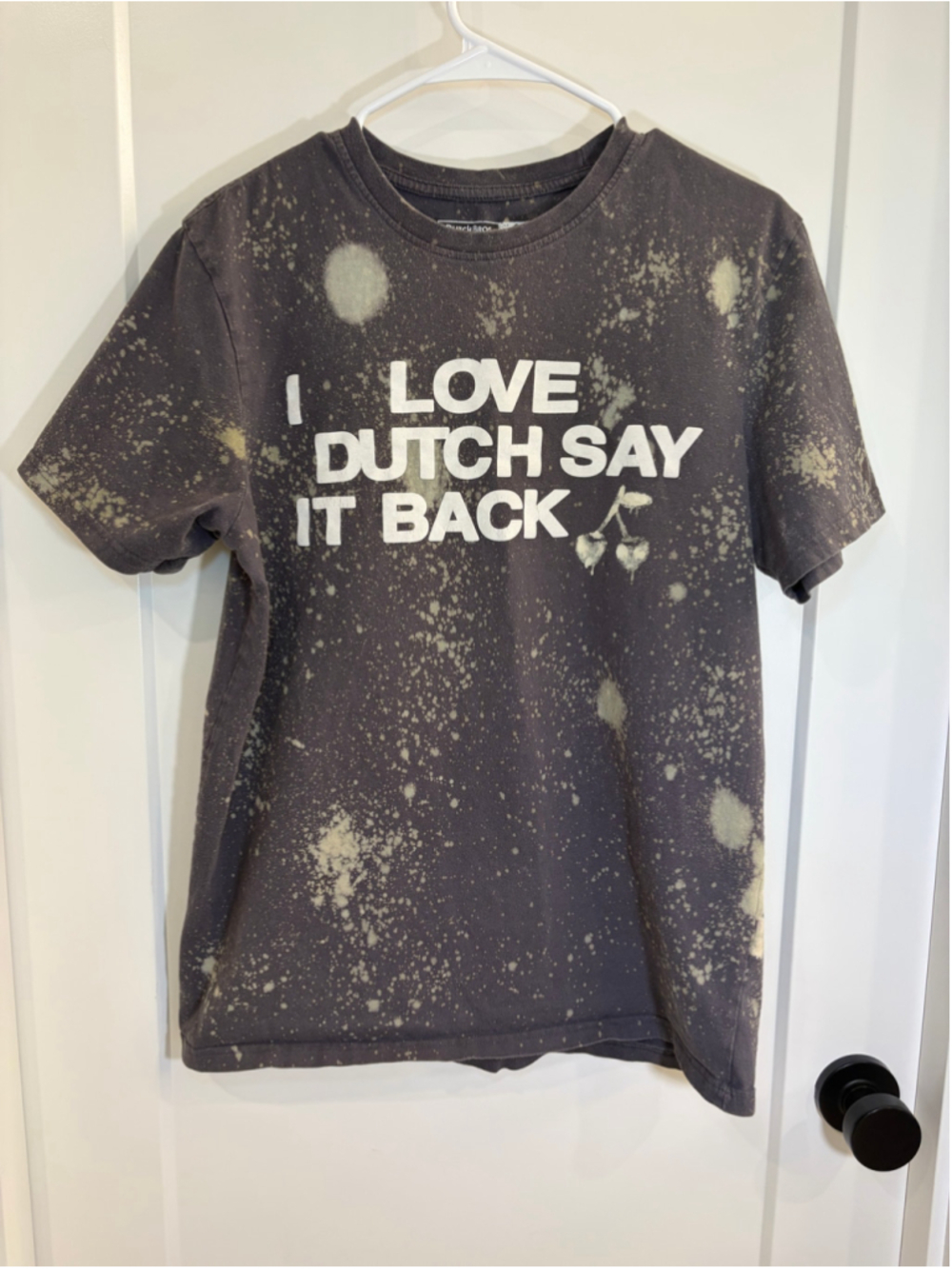Lonely Ghost x Dutch Bros I Love Dutch Say It Back Bleach Splattered T-Shirt Med